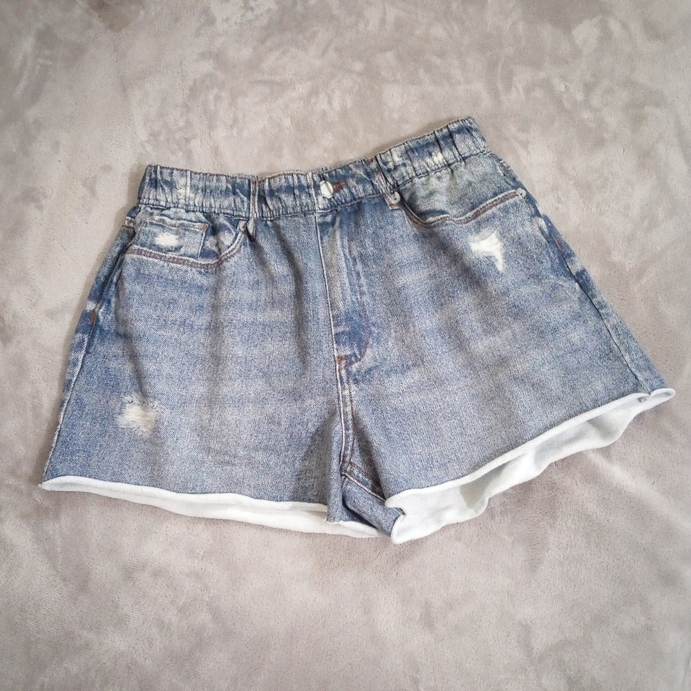 Blank NYC Cityscape French Terry Faux Denim Shorts L
